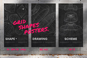 Posters with wireframes shapes | 2