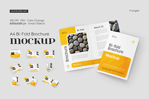A4 Bi-Fold Brochure Mockup Set, a Books & Magazine Mockup by Country4k