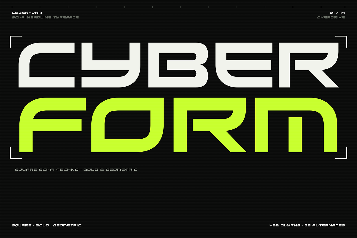 Cyber Form - Geometric Sci-Fi Type, a Sans Serif Font by HipFonts (Photo 1 of 13)