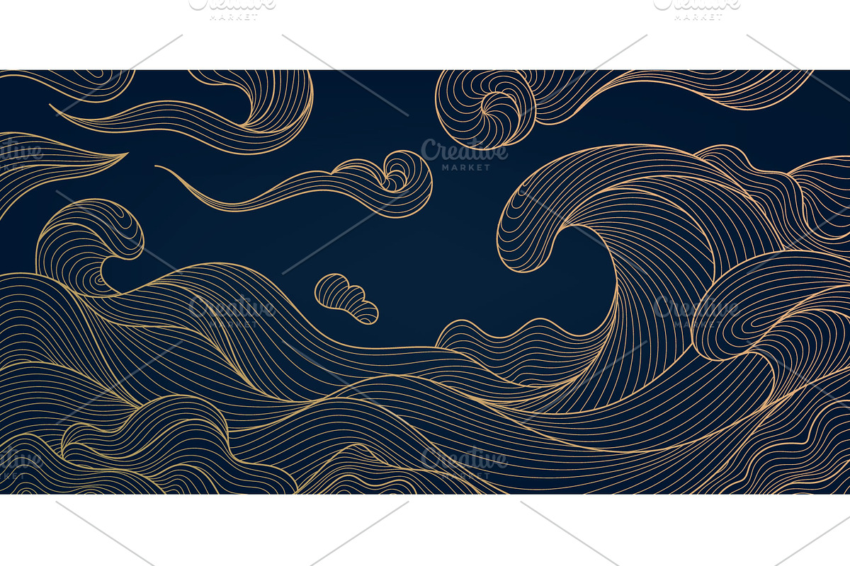 Water And Waves Golden Backgrounds, a Background Graphic by Marylia (Photo 4 of 22)
