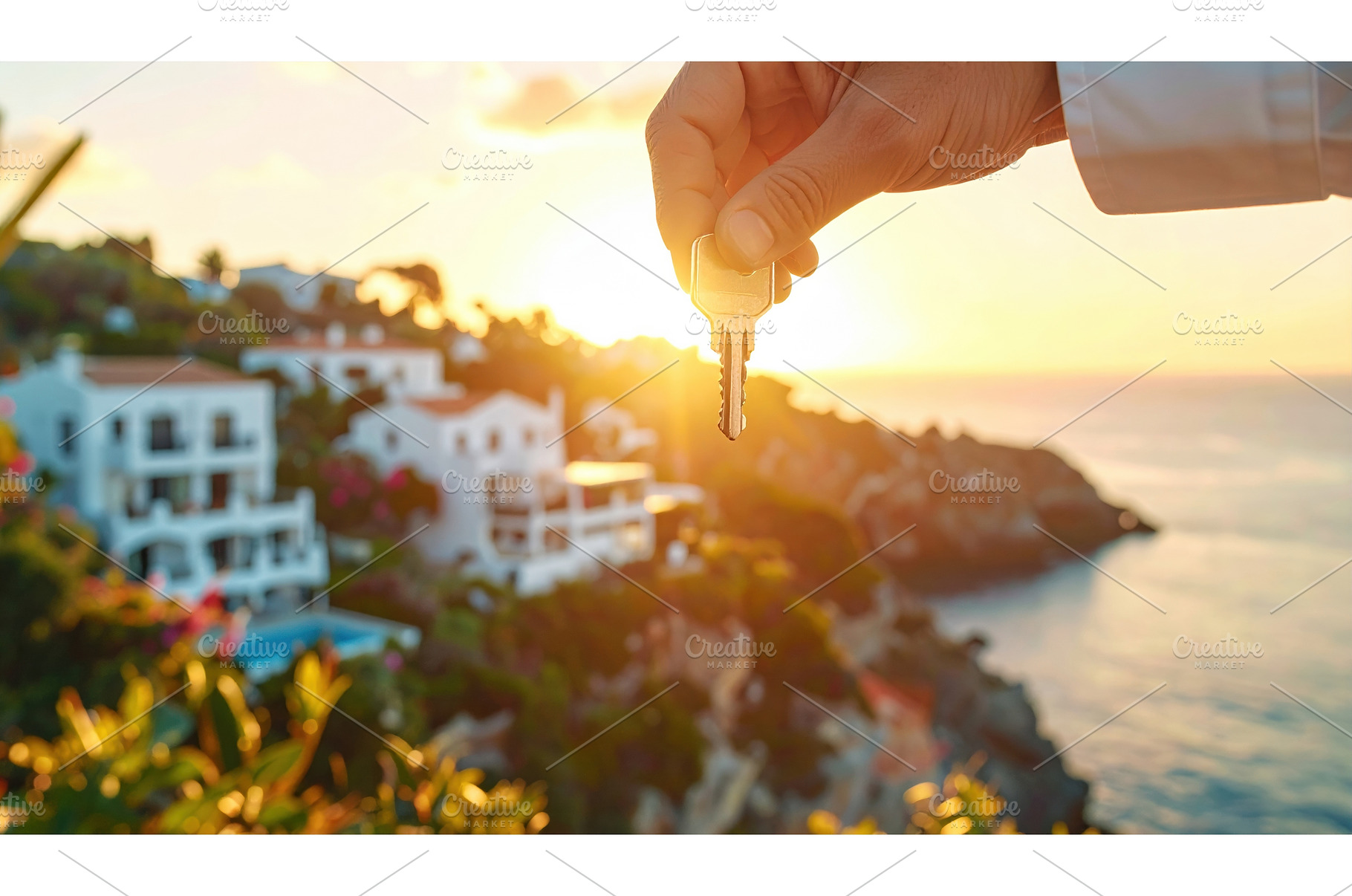 Hand holding a key against sunset, a Holiday Photo by Igor Tichonow