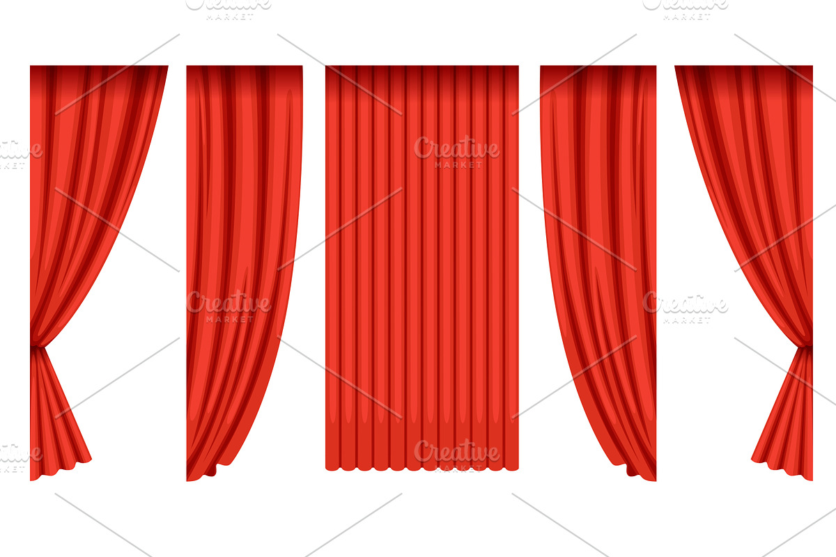 Red Silk Curtains Collection, an Object Illustration by TopVectors