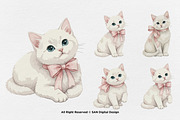 15 Bundle Watercolor Girl Cat Pink, an Animal Illustration by Morspective (Thumbnail 5 of 8)