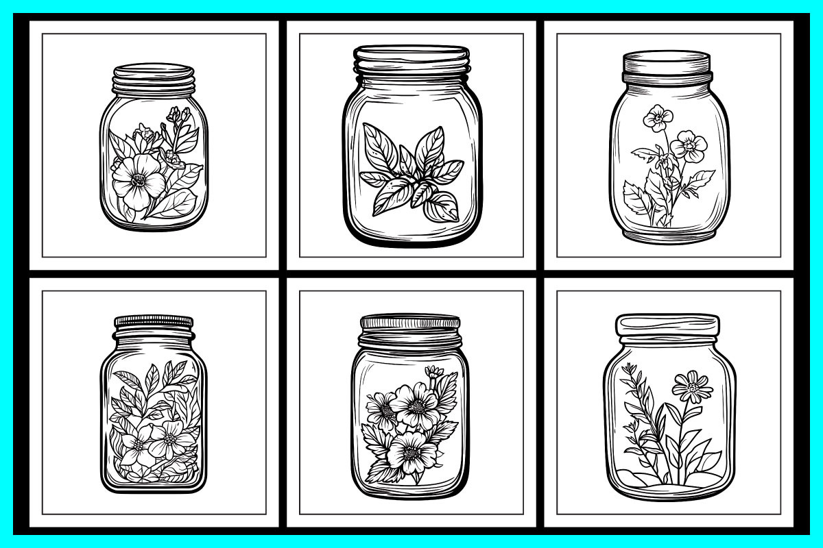 Flower inside jar Coloring Pages, an Object Illustration by protabsorkar11 (Photo 4 of 7)