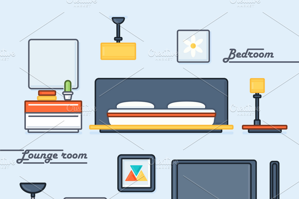 Lounge Room and Bedroom Covers, a Decorative Illustration by Snitovets