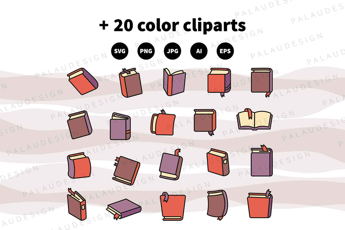 Books Outline Cute Illustrations, an Education Illustration by Palau (Photo 3 of 12)