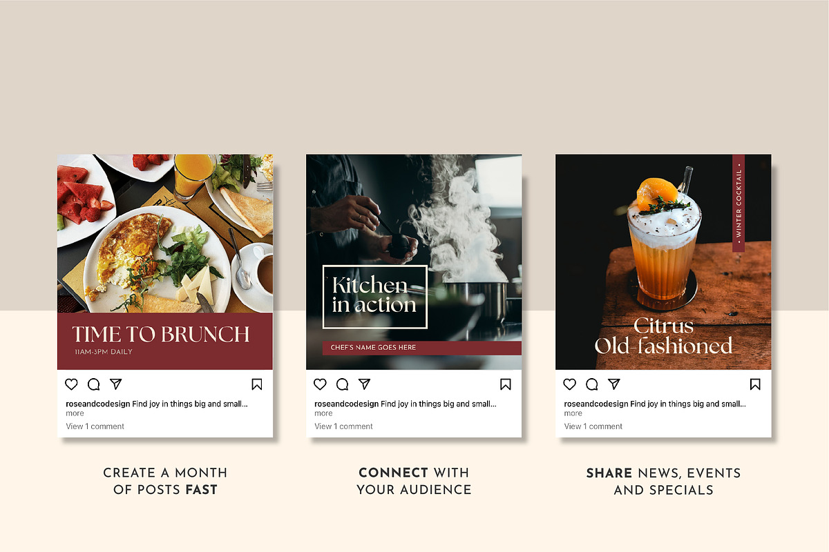 Restaurant Instagram Kit | Canva, a Social Media Template by Rose & Co. (Photo 3 of 9)