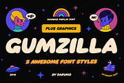 Gumzilla Font Plus Graphic Pack, a Font by Darumo Shop (Thumbnail 1 of 11)