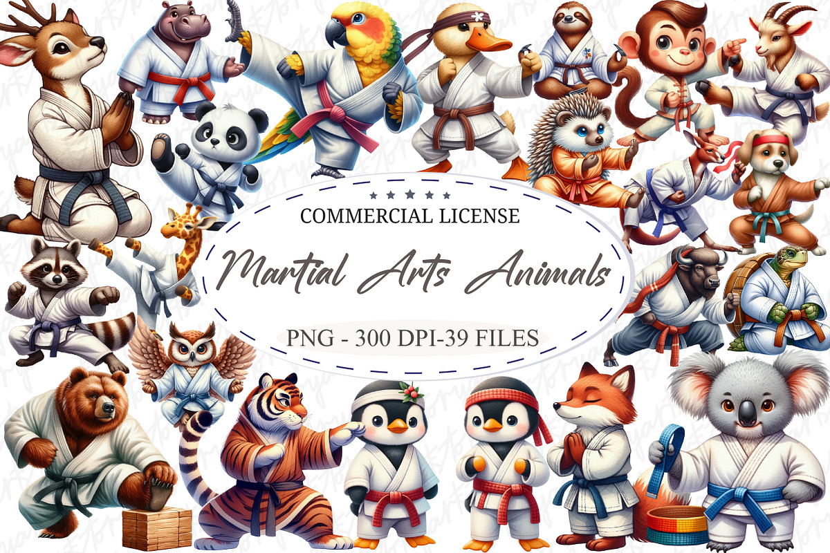 Martial Arts Animals Sublimation Cli, an Illustration by designcity5 (Photo 1 of 5)