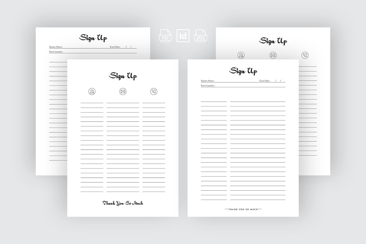 Minimal Sign Up Sheet, a Stationery Template by Amit Debnath (Photo 1 of 6)