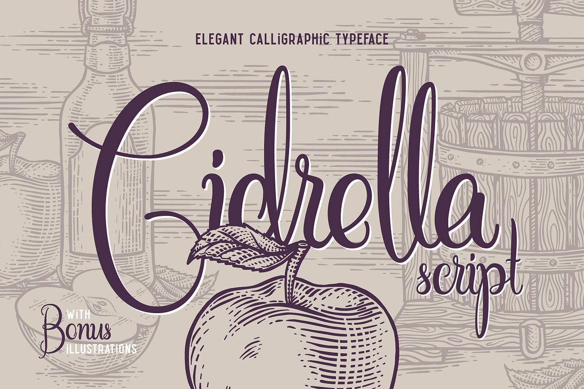 Cidrella script & graphics, a Script Font by Gleb Guralnyk (Photo 1 of 6)