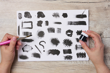 Various black strokes on a white sheet of whatman paper, top vie, a School & Education Photo by ndanko