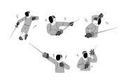 Character Fencing Vol. 2 Doodle, a Sport Illustration by SLAB! Design (Thumbnail 2 of 3)