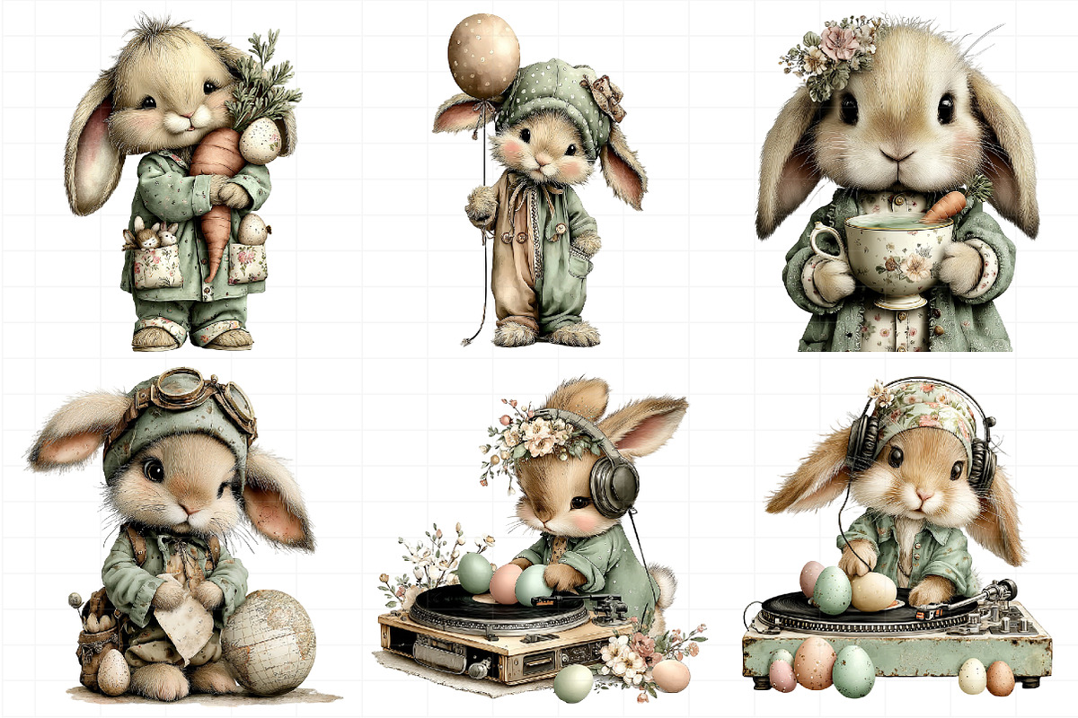 Whimsical Easter Bunny Clipart, an Illustration by Daily.Designs (Photo 5 of 8)