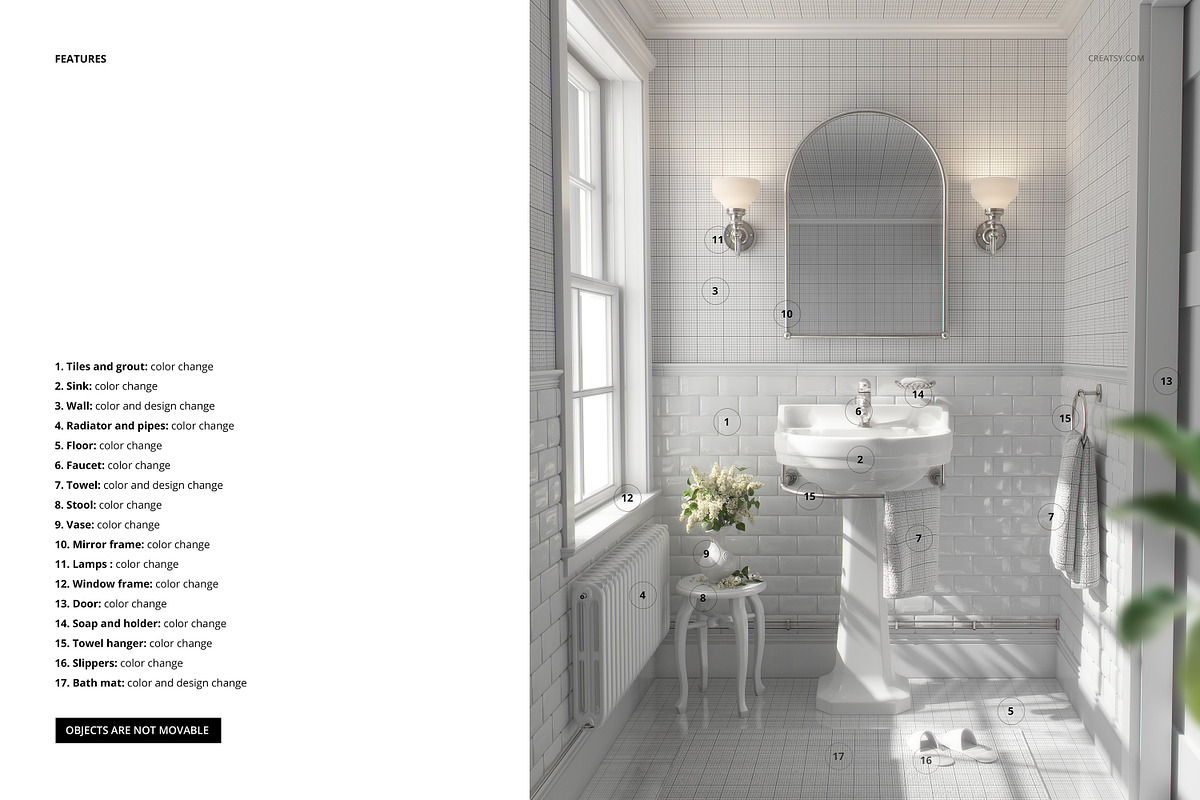Vintage Retro Bathroom Mockup, a Household Mockup by creatsy5 (Photo 3 of 5)