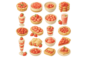 Strawberry Dessert Icon Pack, an Object Graphic by RT Studio