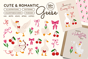 Romantic Geese-Clipart Pattern Cards, a Graphic by semenova.sense (Thumbnail 1 of 11)