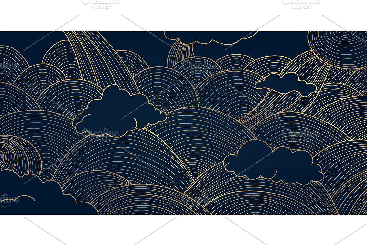Line Art Clouds and Waves, a Pattern Graphic by Marylia (Photo 28 of 28)