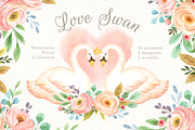 Love Swan Watercolor Clip Art, an Animal Illustration by everysunsun (Thumbnail 2 of 5)