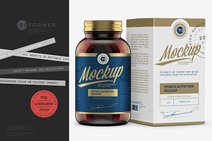 Bottle For 90 Pills & Box Mockup