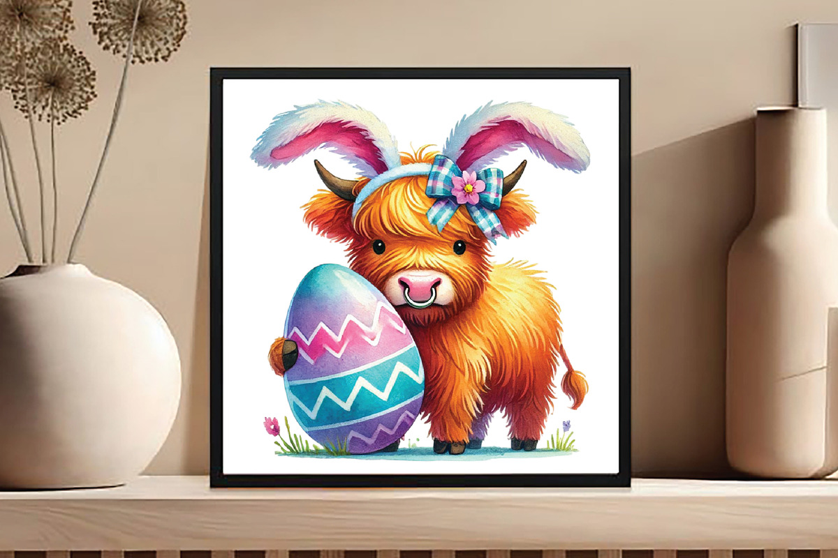 Easter Highland Cow Sublimation, an Illustration by DreamCafeArt (Photo 5 of 5)