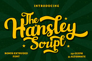 Hansley - Retro Font, a Script Font by BearyType Studio (Thumbnail 1 of 16)
