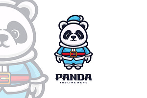 Panda Mascot Cartoon Style.