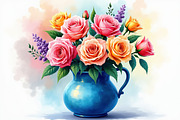 Charming watercolor flower vase, an Illustration by Amazin_art (Thumbnail 5 of 7)