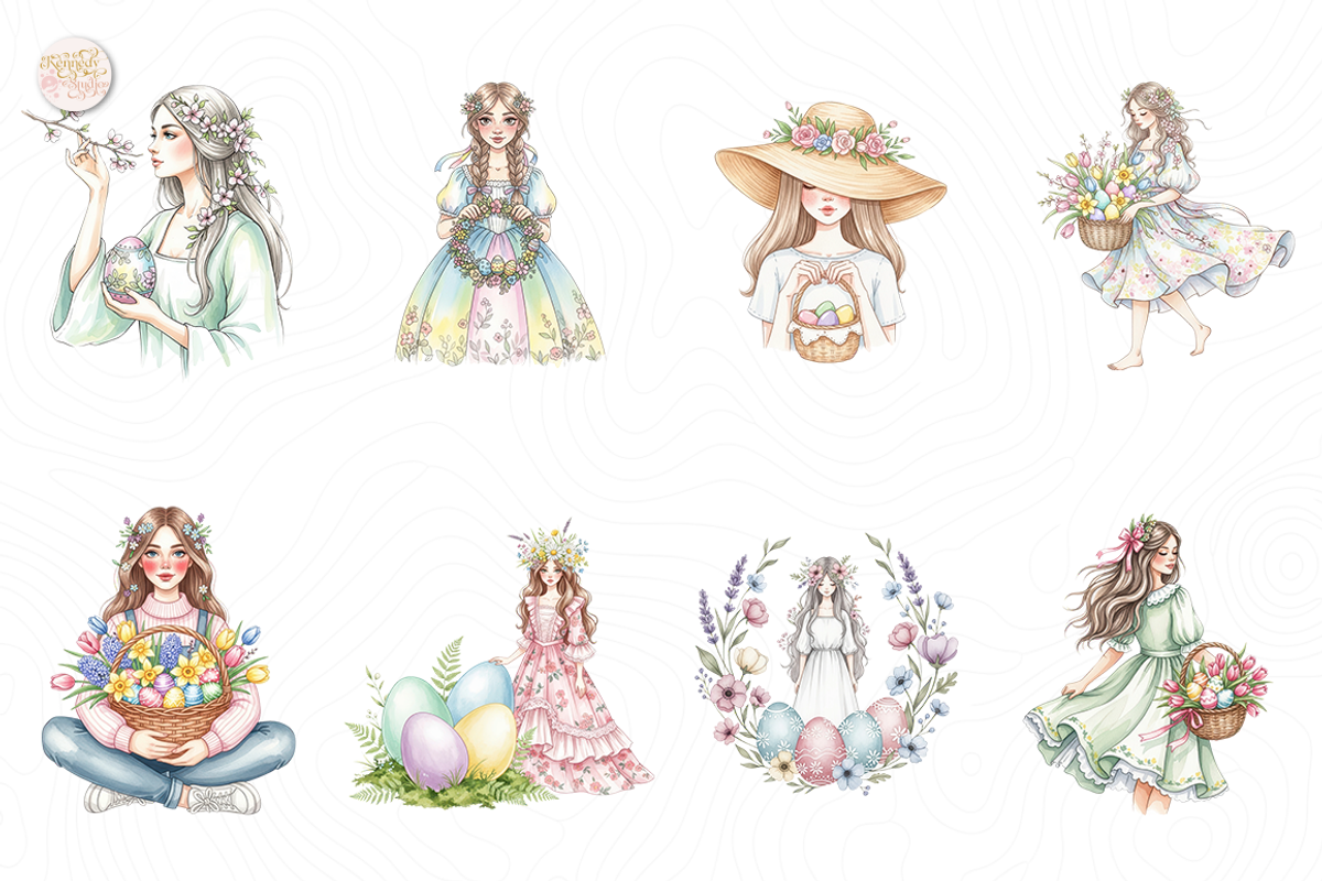 Spring Easter Girl PNG Clipart Cute., a Person Illustration by KennedyStudio (Photo 2 of 5)