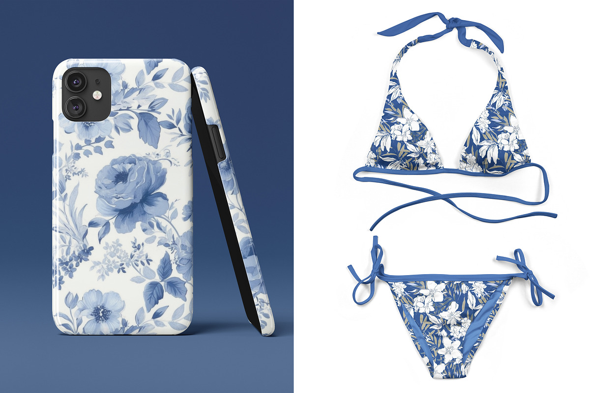 Blue on white floral patterns, a Pattern Graphic by Ninterints (Photo 6 of 18)