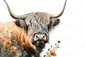 5 Highland Cow Watercolor Print