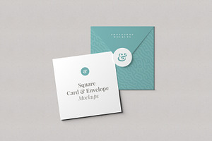 Square Card And Envelope Mockups