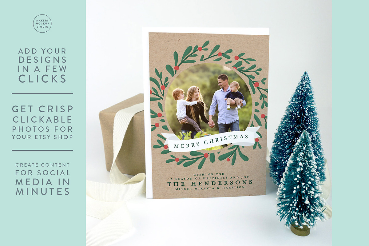 Christmas Card Invitation Mockup, a Product Mockup by Makers Mockup Studio (Photo 2 of 5)