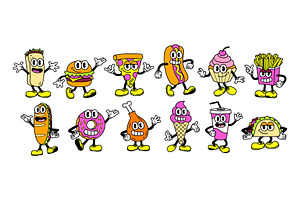 Vector Cartoon Fast Food Characters