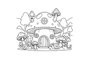 Whimsical Mushroom House Line Art bu, an Illustration by Designs_River (Thumbnail 18 of 51)