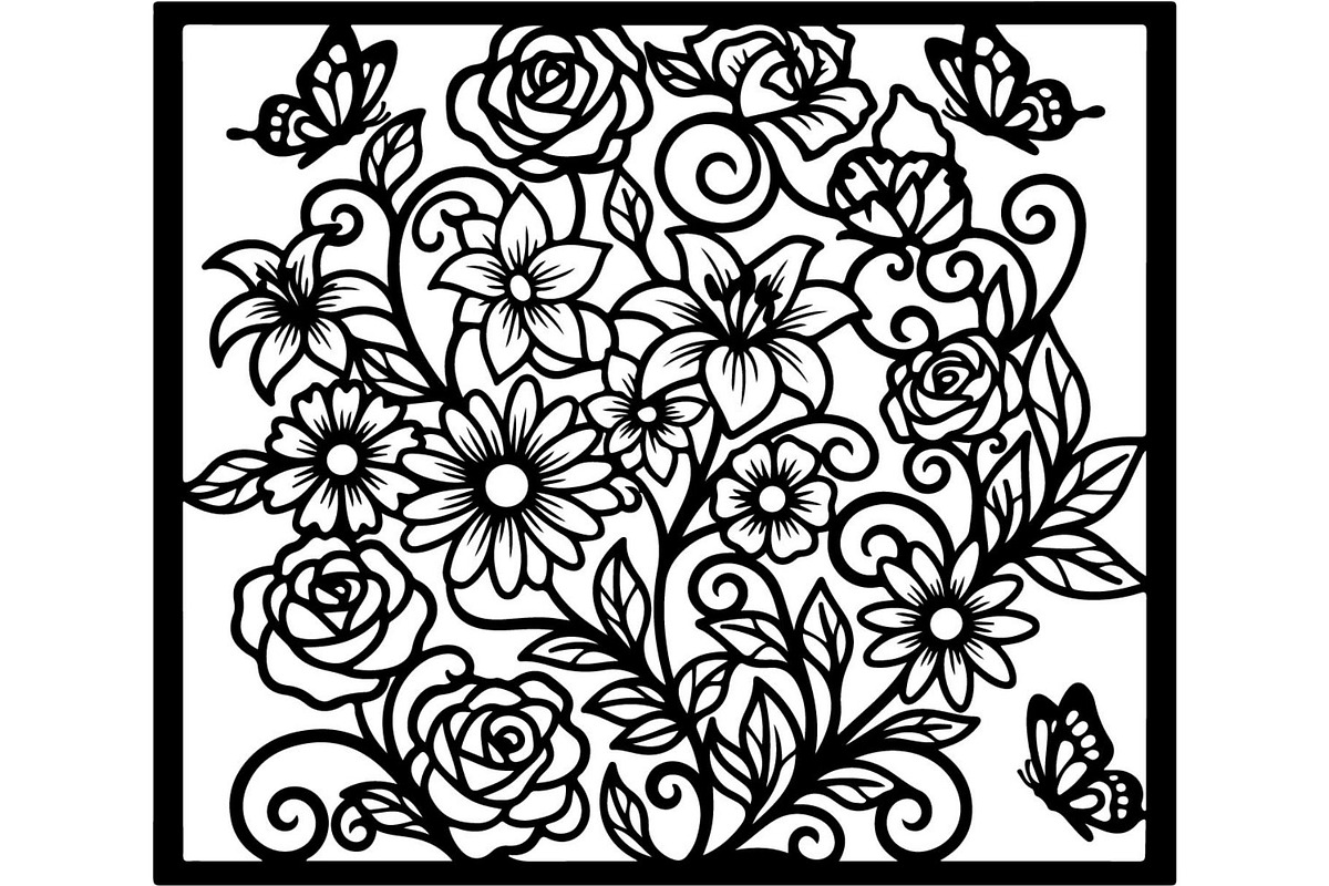 Decorative Floral Panel Vector Set, a Decorative Illustration by Designer_Momina (Photo 2 of 20)