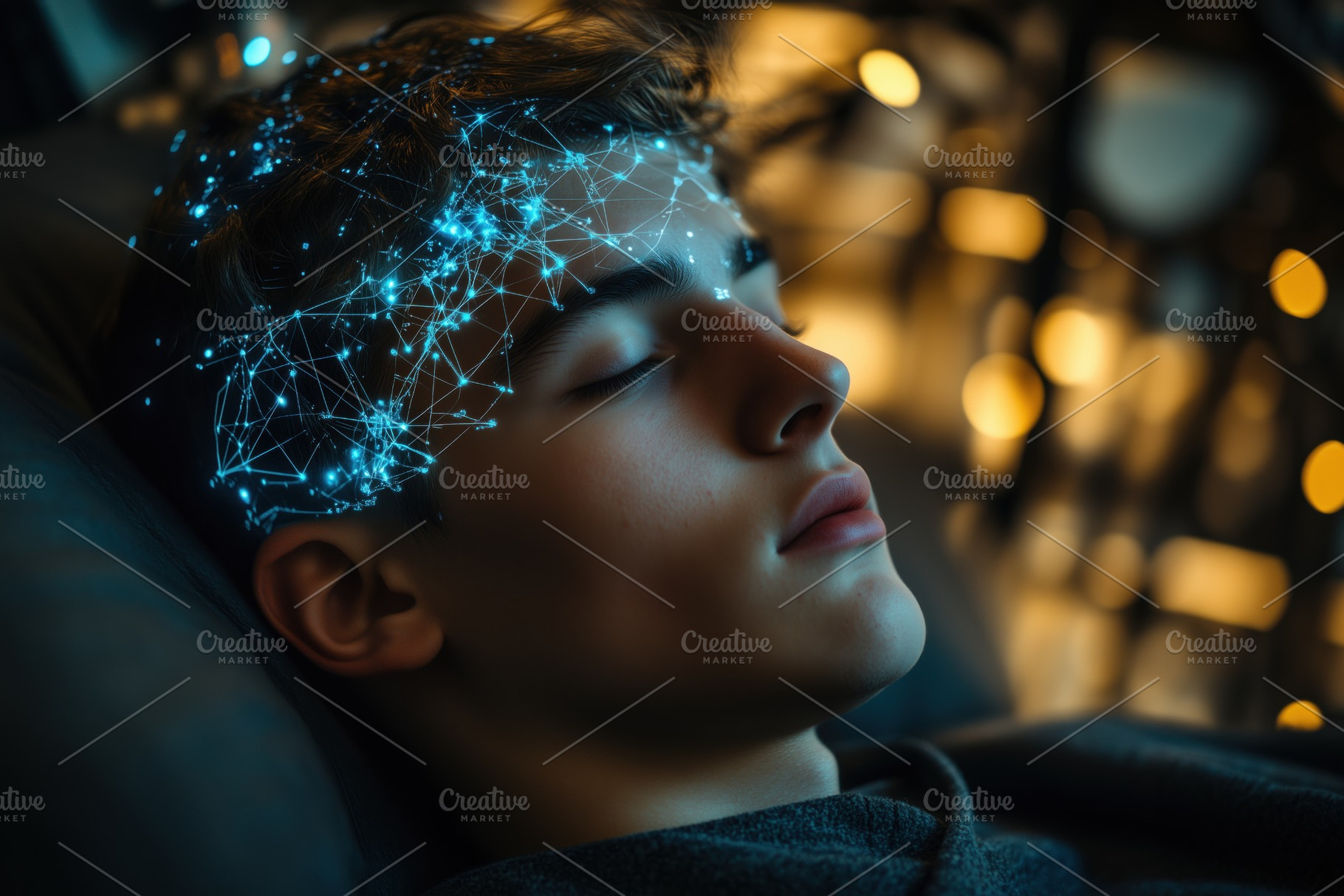 A young cognitive psychologist man with closed eyes, appearing to be in a deep, a Person Photo by Textures & Backgrounds