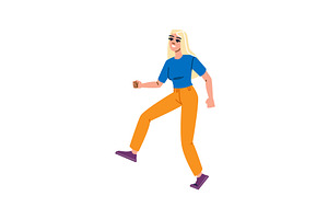 Young blonde woman walking and, a Person Illustration by pikepicture