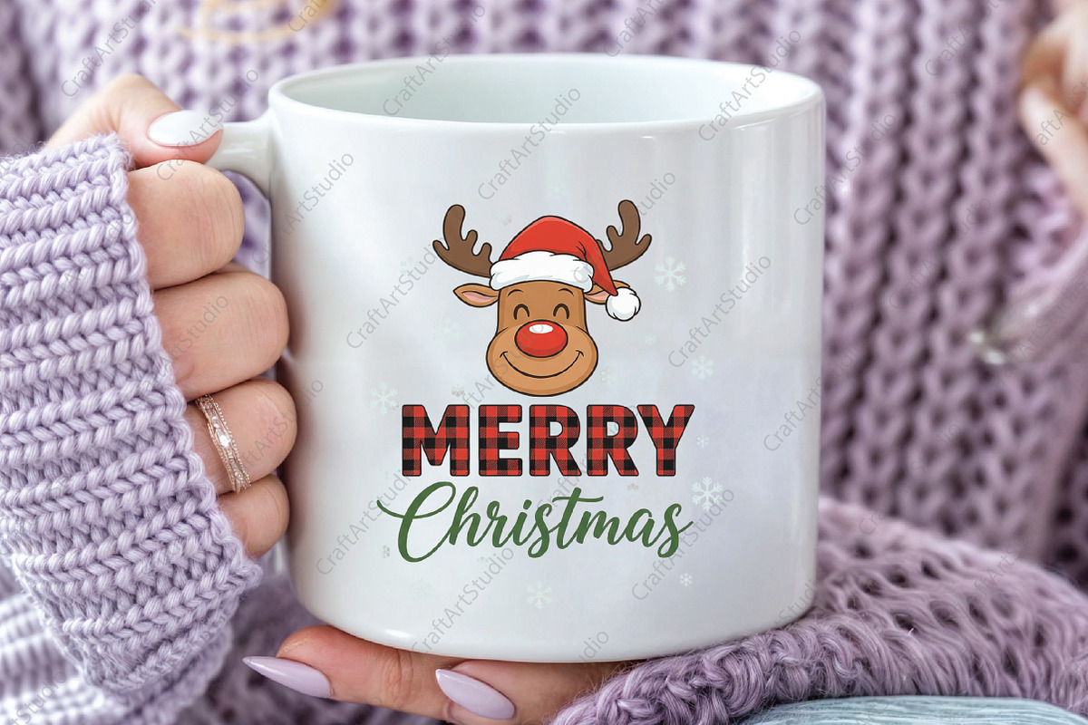Reindeer Merry Christmas PNG, an Illustration by CraftArtStudio (Photo 2 of 4)
