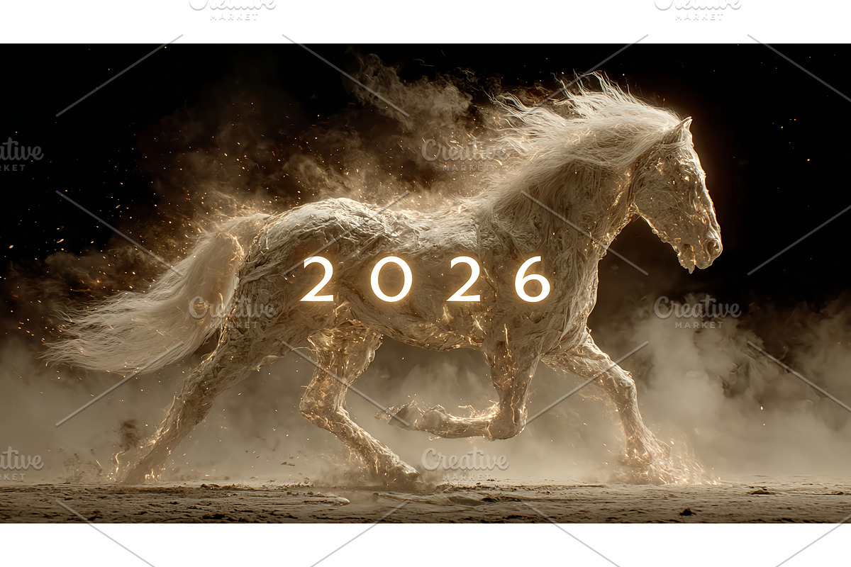 Chinese New Year. Fire horse with, an Object Illustration by Lukas Jonaitis SHOP