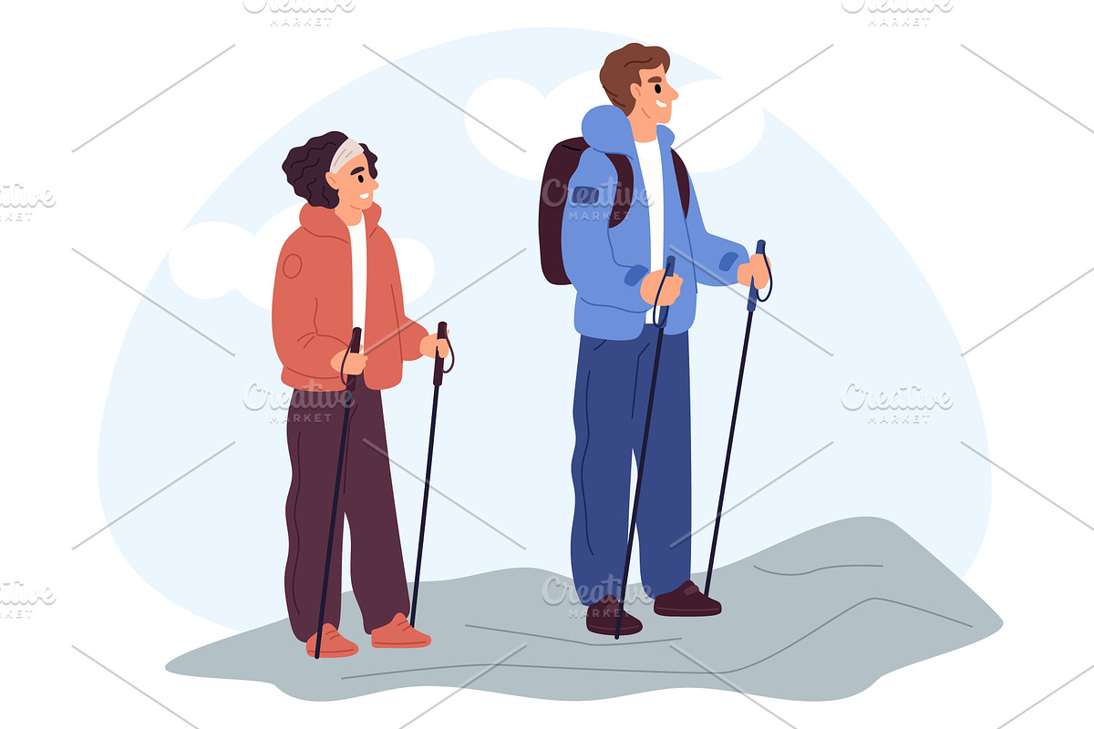 Man and woman traveling with, a Sport Illustration by Vectorbuum