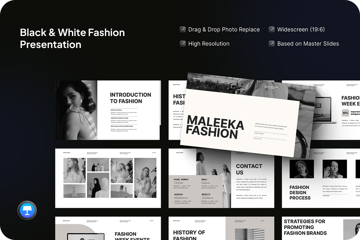 Black & White Fashion Keynote, a Presentation Template by SquidPixey (Photo 1 of 7)