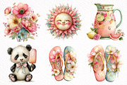 Summer Watercolor Clipart PNG, an Illustration by DreamArtGraphic (Thumbnail 2 of 8)