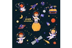 Space Adventure With Boy And Animal