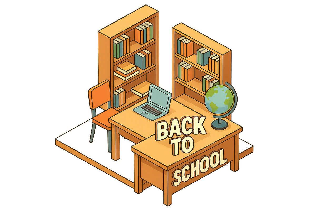 Back to school concept with study de, an Illustration by Dvoevnore photos