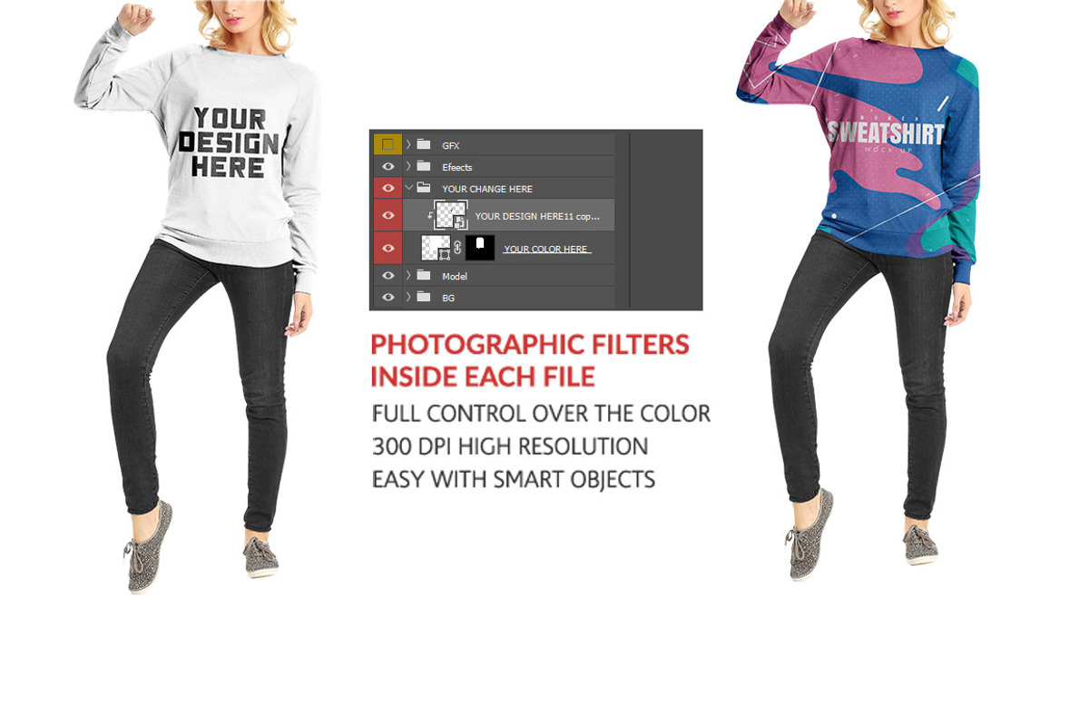 Women Sweatshirt Mock-Up, a Hoody Mockup by Mock-up Store (Photo 2 of 8)