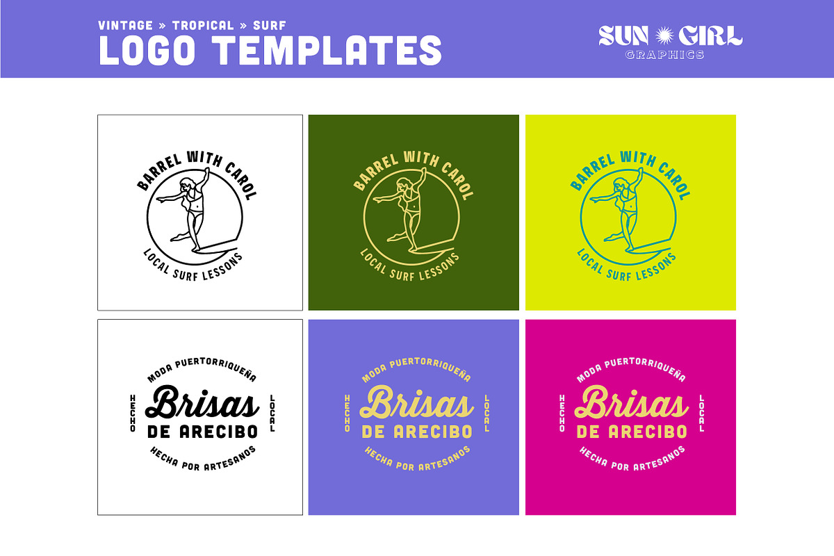 Vintage Tropical Surf Logo Templates, a Branding & Logo Template by sungirlgraphics (Photo 10 of 12)