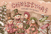 Christmas Vintage Snowmen, a Decorative Illustration by Otry Art (Thumbnail 1 of 17)
