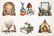 Cozy Reading Clipart, an Illustration by RobertsArt (Thumbnail 2 of 7)