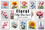 Floral Postage Stamp Clipart, a Graphic by CitraGraphics (Thumbnail 1 of 4)